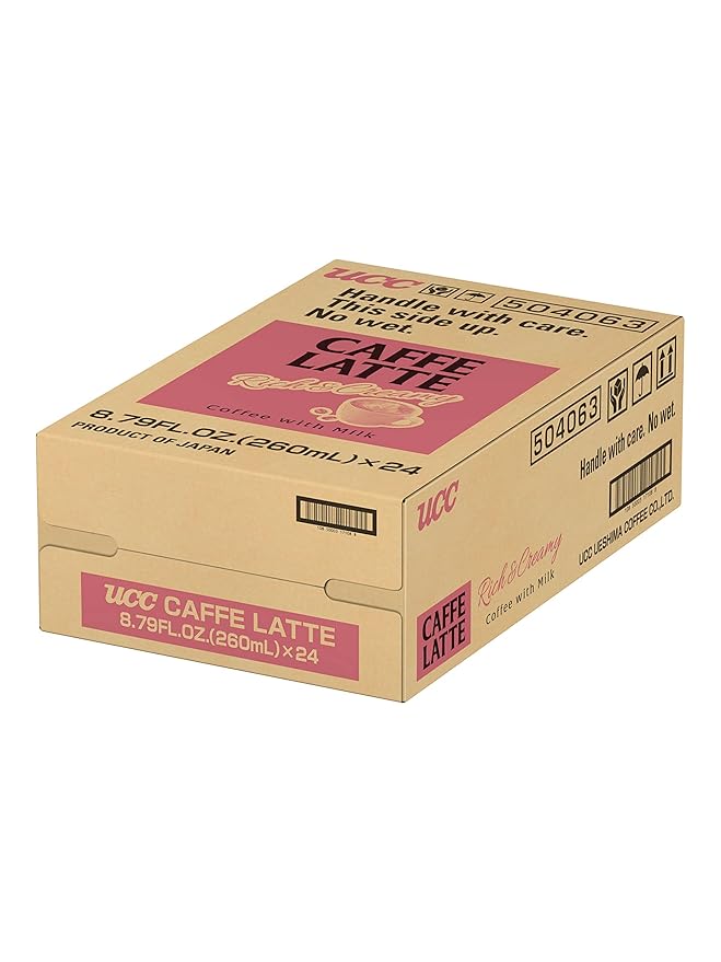 UCC Ready to Drink Caffe Latte 8.79 FL OZ (Pack of 24) Delicious Rich and Creamy Convenient Bottled Coffee Drinks For On-the-Go Imported from Japan
