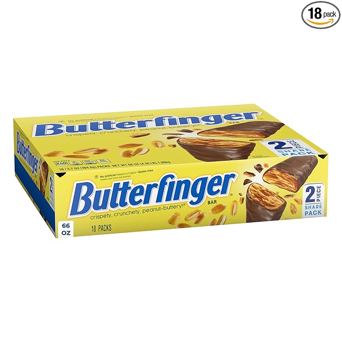 Butterfinger Full Size Candy Bar 18 Count Crispety Crunchety Peanut-Buttery On-The-Go Sweet Treat 1.9 oz Each
