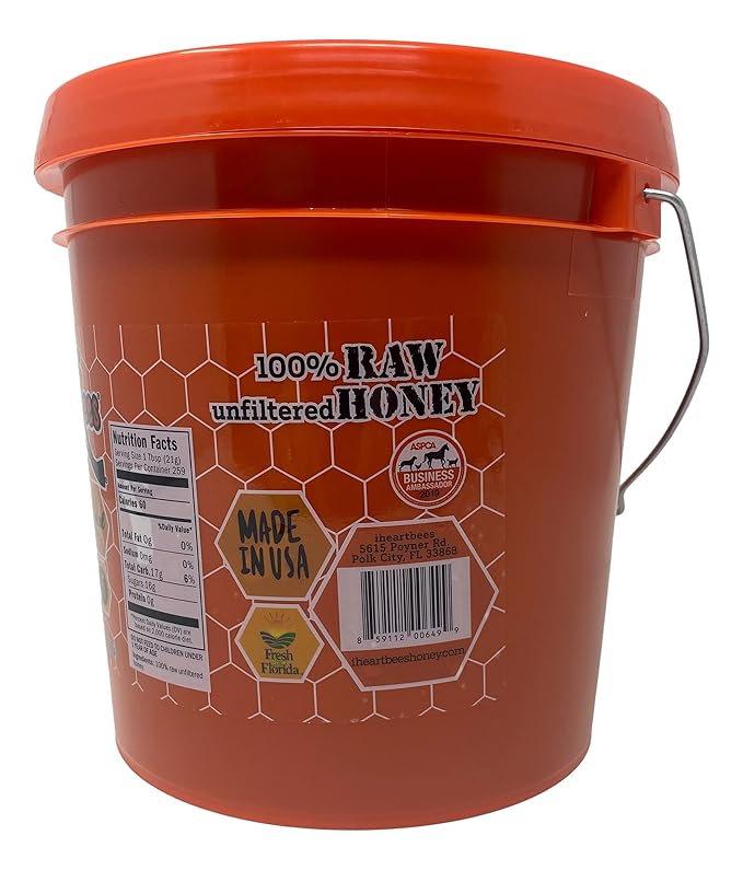 I HEART BEES Florida Spring Orange Blossom Raw and Unfiltered Honey 12 Pound Bucket