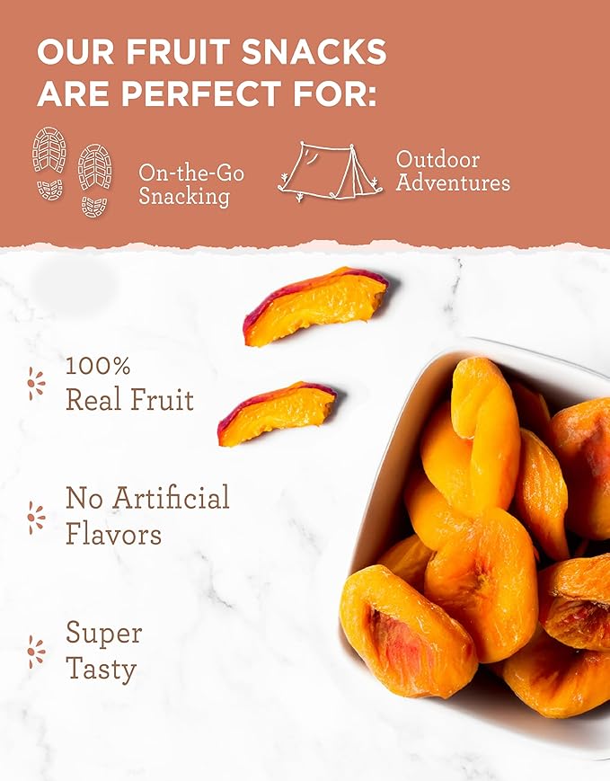READYWISE - Simple Kitchen Freeze-Dried Peaches 1.16 oz Pack of 6 Vegetarian Gluten Free Snacks Peaches Dried Fruit Pre Workout Healthy Snacks Camping Backpacking Survival Food
