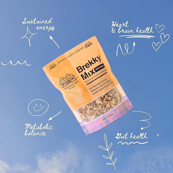 Brekky Mix Granola | Low Sugar Breakfast Granola | No Refined Sugar No Seed Oils No Artificial Ingredients | All Natural Healthy Granola Cereal | 12oz (Choose Your Flavor) (1 Original)