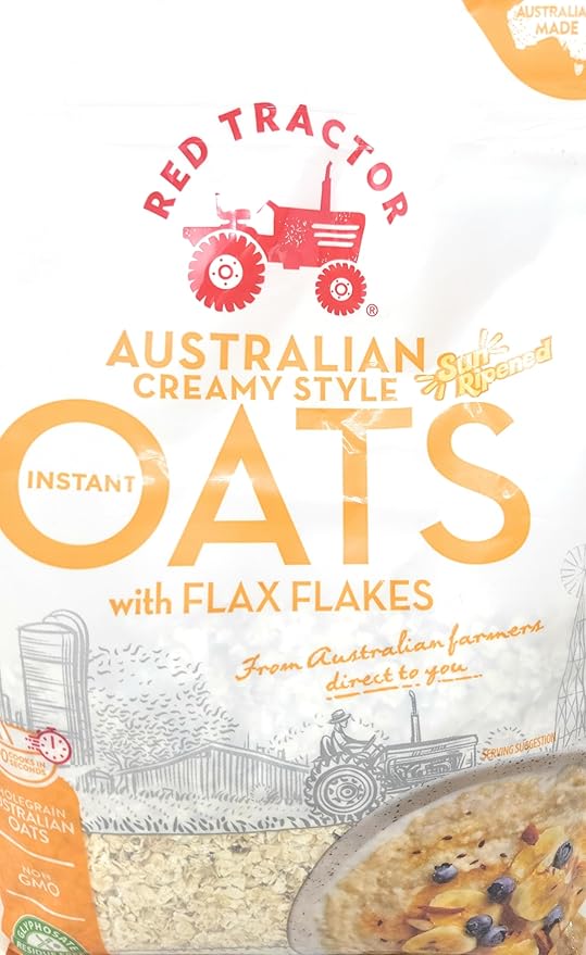 Red Tractor Australian Creamy Style Instant Oats with Flax Flakes Non-GMO 26 oz Wholegrain