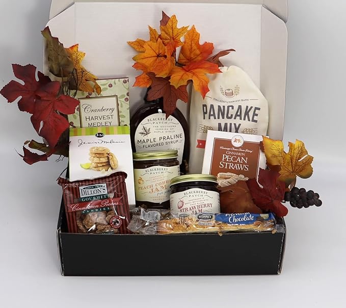 Gift Basket Village Gourmet Breakfast Basket: Pancake Mix Syrup Jams Cookies Candied Nuts Biscotti Dried Fruit Perfect Morning Delight 12x9x3” 6.38 lbs