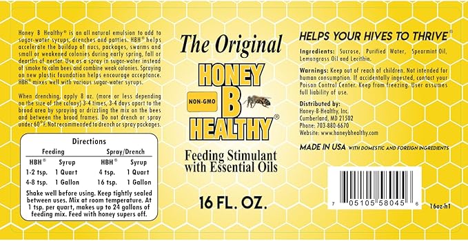 Honey B Healthy® Plus Original 16 oz. Bottle Bundle Immune System Feeding Stimulant with Essential Oils for Bee Health