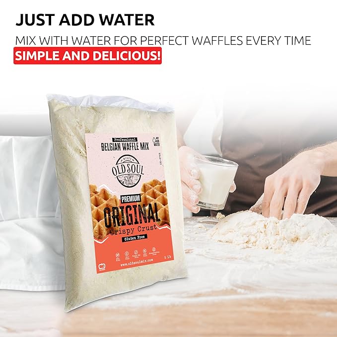 OldSoul Belgian Waffle Batter Mix | Original Flavour | GLUTEN FREE | 10 Lbs | 56 Waffles (10 Lbs Gluten Free)