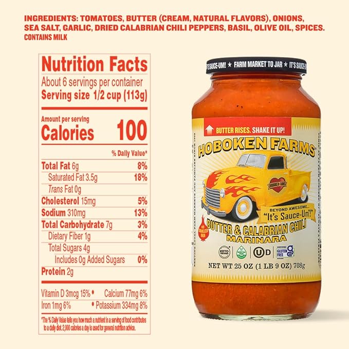 Hoboken Farms Sauce-Um Sampler – No Sugar Added Low Sodium Non-GMO Preservative-Free Low Carb Keto and Seed Oil Free - Better For You Pasta Sauce! (25 Fl Oz Pack of 4)