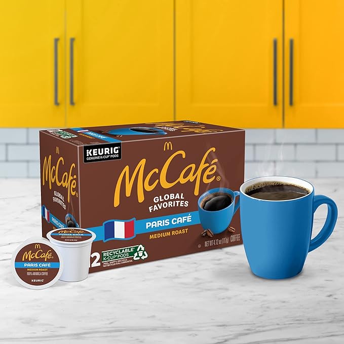 McCafe Paris Cafe Single Serve Coffee Keurig K-Cup Pods Medium Roast Coffee 72 Count
