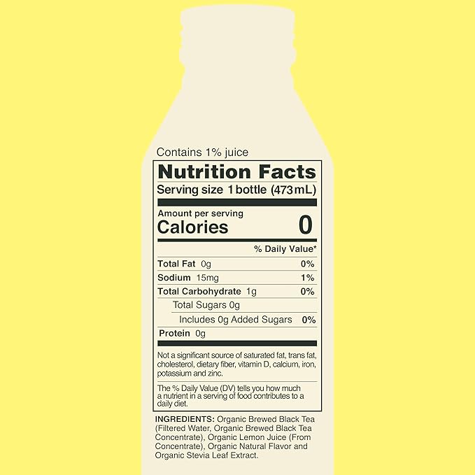 Saint James Iced Tea - Organic Black Tea - Non-GMO Gluten Free Zero Calorie Zero Sugar - Classic Lemon 12 Pack (16 fl oz each)