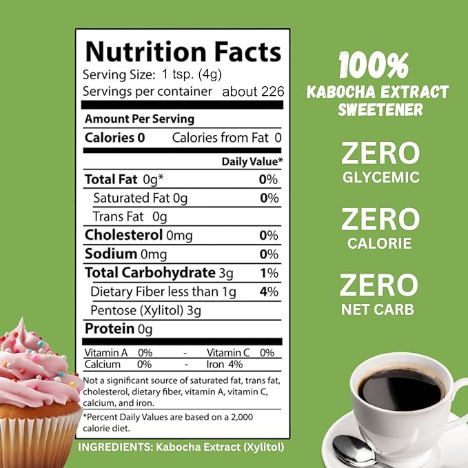 BochaSweet Supreme Sugar Replacement 2 LB Low Calorie 1:1 Sugar Substitute Kabocha Extract in Xylitol Structure Diabetic Friendly Gluten Free Non GMO No Bitter Aftertaste Ideal for Baking