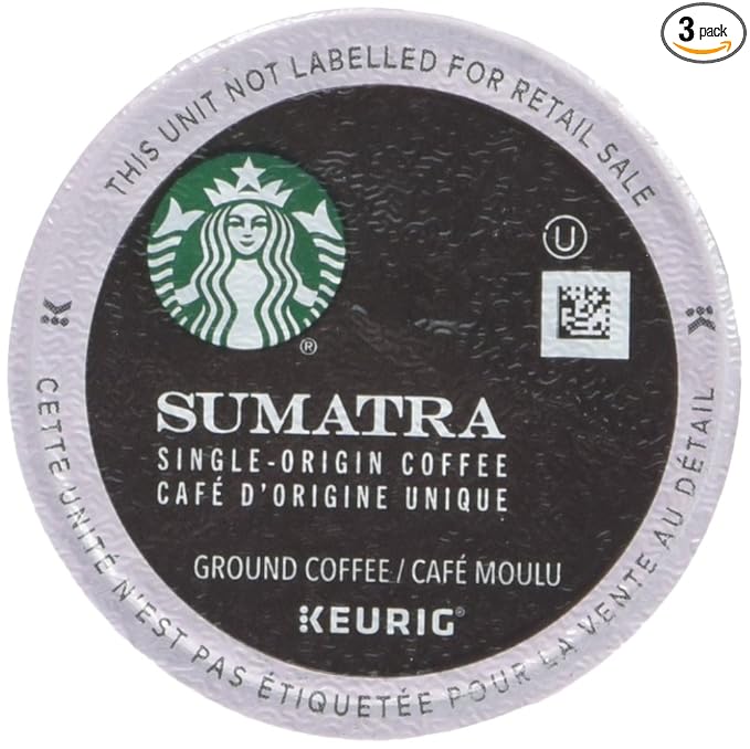 Starbucks Coffee K-Cup Pods Sumatra Single-Origin Coffee Dark Roast Ground Coffee Keurig Genuine K-Cup Pods 32 CT K-Cup Pods Per Box (Pack of 3)