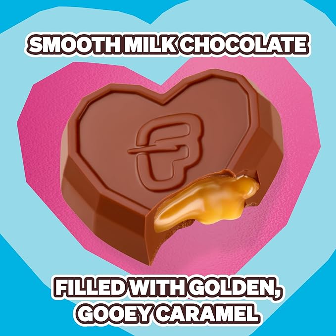 MrBeast Feastables Caramel Valentine Heart Cups Limited Edition 20 Count Milk Chocolate with Creamy Caramel Filling Fairtrade Cocoa