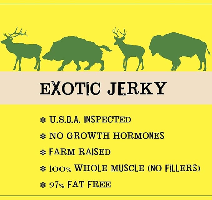 Jerky.com Exotic Jerky Variety Pack | 100% Wild Game Meats Snack Buffalo Wild Boar Elk &amp Venison Jerky | All-Natural High Protein No MSG – Unique Christmas Gifts for men  for Men Hunters Ke