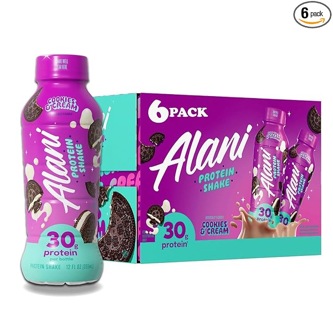 NEW Alani High Protein Shake Cookies and Cream - Ready to Drink160 Calories 30g Protein12 Fl Oz (6 Pack) REPACKAGED BY *Trendy Stuff Online*