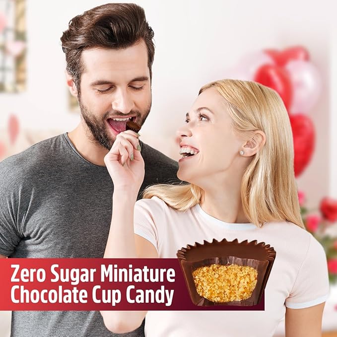 Zero Sugar Miniatures Dark Chocolate 2 Pound Zero Sugar Peanut Butter Cups Delights Indulgent Dark Chocolate Peanut Butter Cups For Enjoyment Perfect For Snacking Parties and Gifts