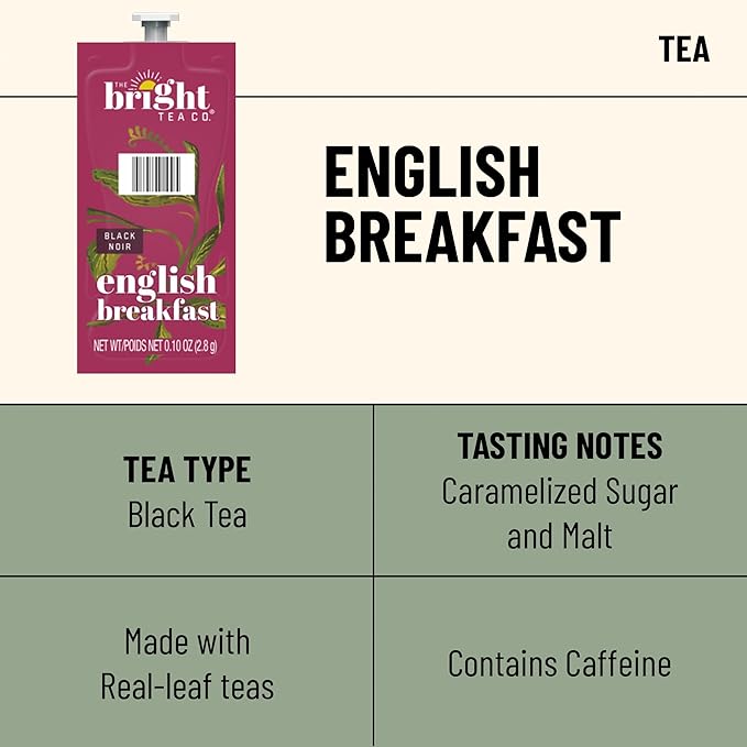 THE BRIGHT TEA CO. English Breakfast Tea Freshpacks for MARS DRINKS FLAVIA Brewer 20 Packets