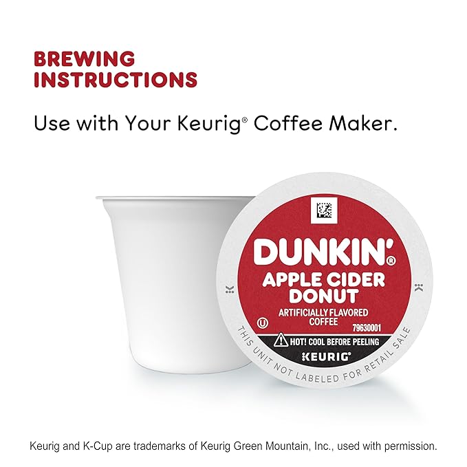 Dunkin’ Apple Cider Donut Artificially Flavored Coffee Keurig K-Cup Pods 10 Count Box (Pack of 6)