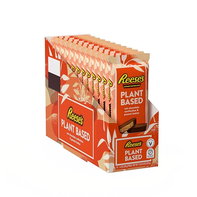 REESE'S Plant Based Oat Chocolate Confection Peanut Butter Cups Candy Packs 1.4 oz (12 Count)