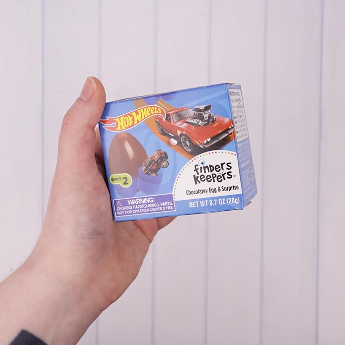 Finders Keepers Hot Wheel Series 2 Chocolatey Eggs with Mini Car Figurine Inside Christmas Stocking Stuffers Party Favor Candy 6 Count