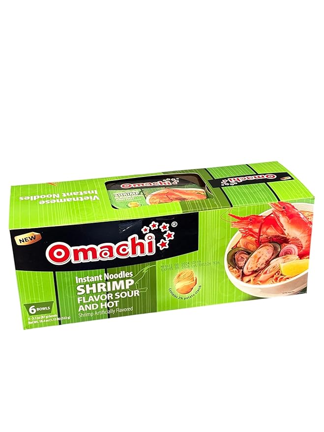 Asia Style Instant Noodles (2 CASE SET OMACHI SHRIMP SOUR AND HOT NOODLES)