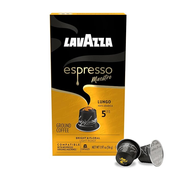 Lavazza Avvolgente Lungo Dark Roast Capsules Compatible with Nespresso Original Machines (Pack of 60) Value Pack Blended and roasted in Italy Full bodied with velvety rounded flavor