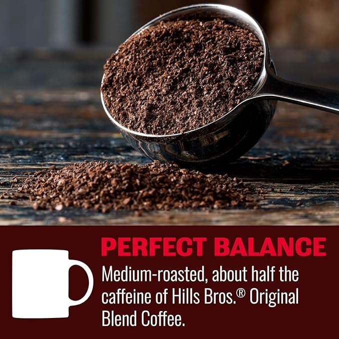 Hills Bros. Perfect Balance Ground Coffee – Premium Arabica Coffee Beans – Medium Roast Rich Flavor Cup After Cup – Recyclable Steel Can for Freshness – Certified Kosher – 10.3oz Can Pack of 6