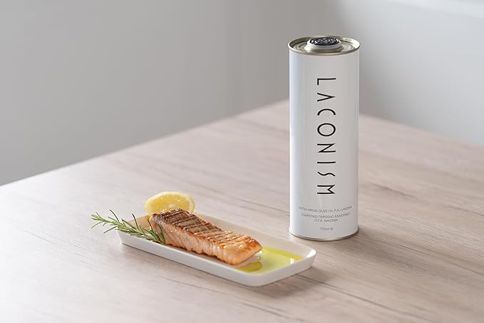 Extra Virgin Olive Oil Tin Great Taste Cold Pressed Intense Flavor Contains Polyphenols Rich Olive Oil from the Land of Laconia 750ml Tin
