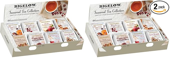 Bigelow Tea Seasonal Collection Variety Gift Box Sampler 64 Tea Bags (Pack of 2)