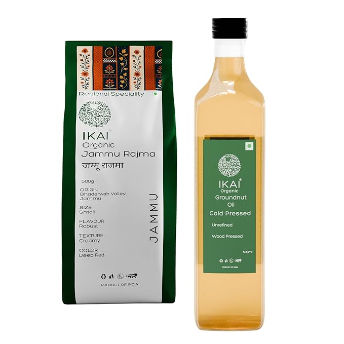 IKAI Organic Jammu Rajma + Organic Groundnut Oil 500ml | (Combo Pack)