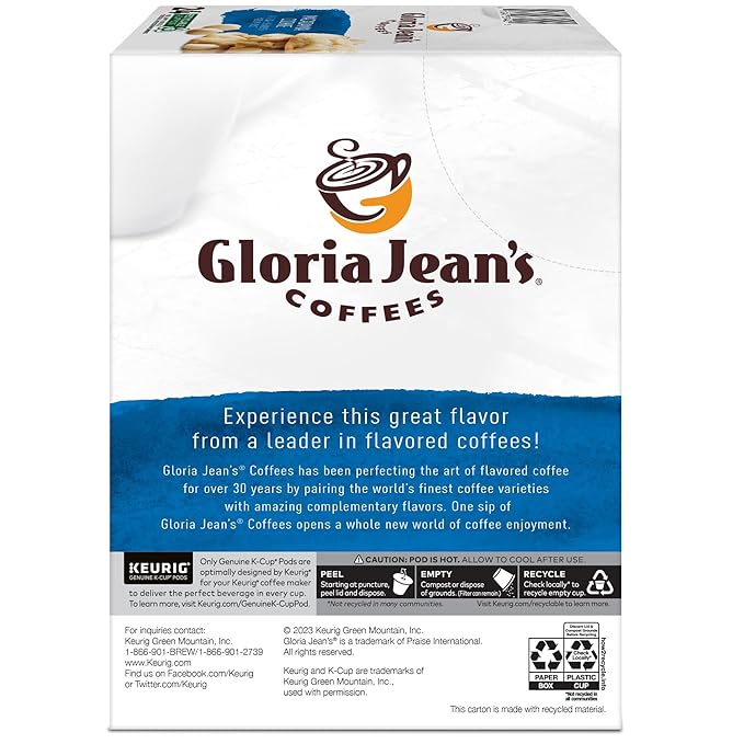 Gloria Jean's Macadamia Cookie Keurig Single-Serve K-Cup Pods Medium Roast Coffee 96 Count