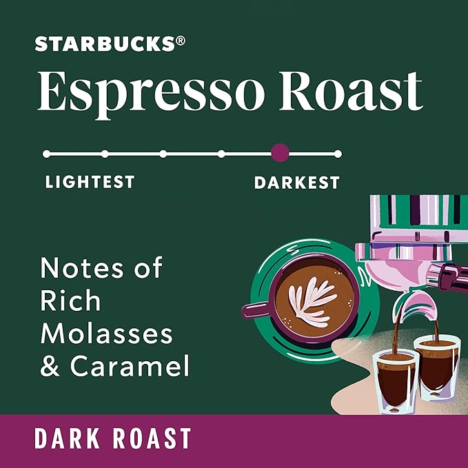 Starbucks Ground CoffeeDark Roast CoffeeEspresso Roast100% Arabica1 bag (28 oz)(Pack of 4)