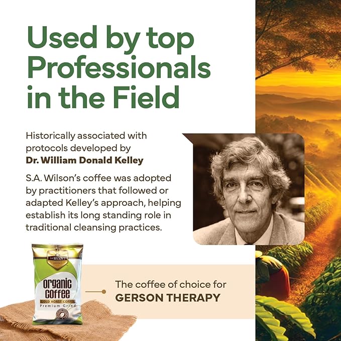 S.A. Wilson’s Coffee Enema – Organic Enema Coffee – USDA Organic Ground Coffee – High Caffeine &amp High Palmitic Acid for Liver Detox Colon Cleanse Digestion &amp Energy Support – Enema Detox Sup