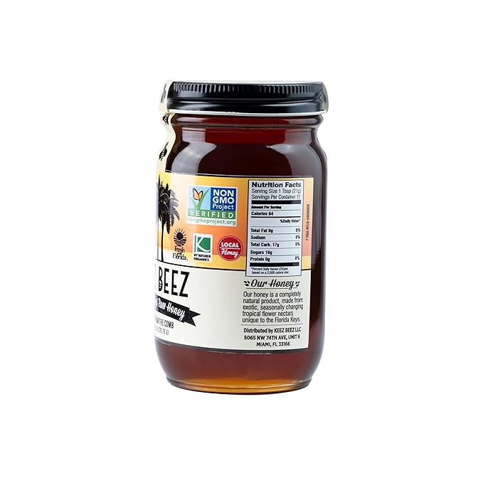 KEEZ BEEZ 100% Natural Raw Gold Honey – Citrus 8 fl oz (0.5 lb) in Glass Jar – Organic Non-GMO Kosher Certified Light and Refreshing Perfect for Tea and Toast