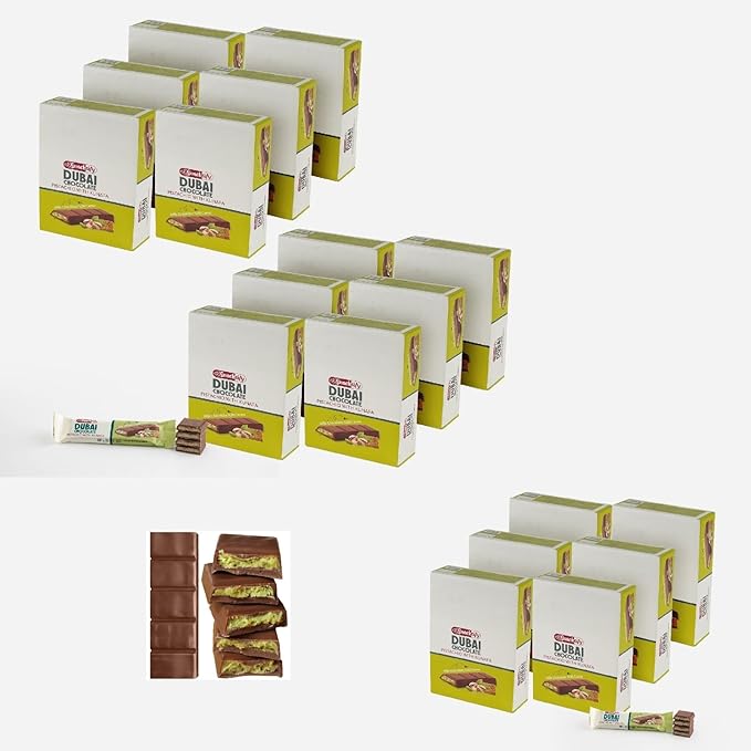 Mini Dubai Chocolate (Pack of 432) - Kunafa Pistachio Bars 27g Each 25.74 lbs Total – Perfect for Gifting Fresh Daily Production 432 Pieces with Shredded Phyllo Dough