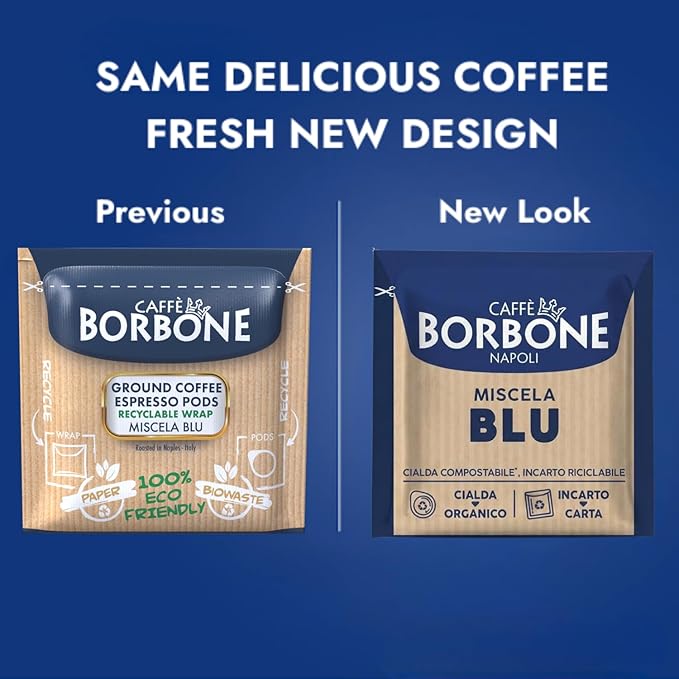 Caffè Borbone Espresso Paper Pods Blue Blend Balanced and Full-Bodied Medium Roast ESE Pods Authentic Italian Espresso - 50 Count