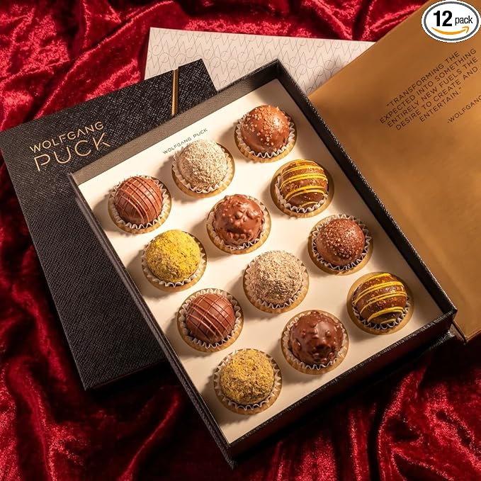 Truffles.com X Wolfgang Puck Limited-Edition Assorted Chocolate Truffles Premium 12-Piece Gift Box Gourmet Milk Chocolate Premium Truffles - Best Gift for Valentine’s and Special Occasions