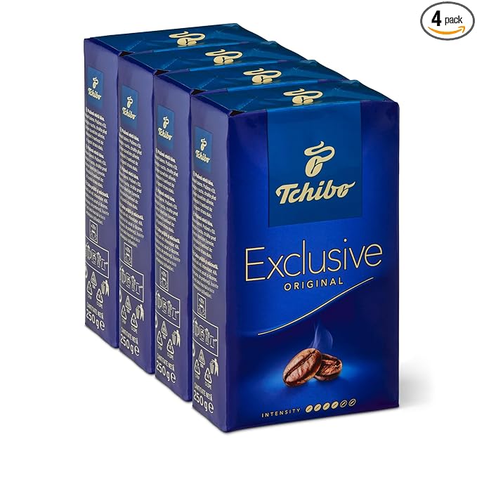 Tchibo Exclusive Coffee Premium Ground 8.8-Ounce Vacuum Packs (Pack of 4)