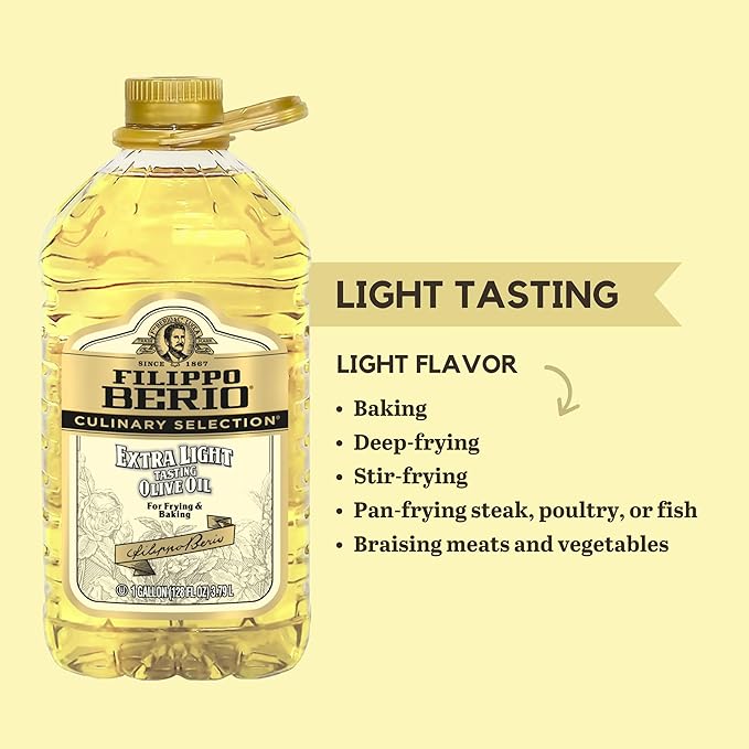 Filippo Berio EXTRA LIGHT Olive Oil 1 Gallon – For Baking and Frying