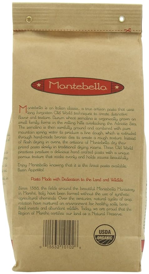 Montebello Organic Penne Rigate 16 Ounce 5 Count