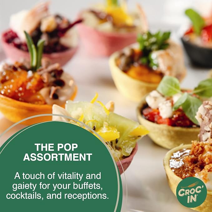 CROC'IN - Gold Mini Tart Shells - Edible Appetizer Or Dessert Cups - Pastry Pans - Artisanal &amp Vegan Confection - 60 Pieces