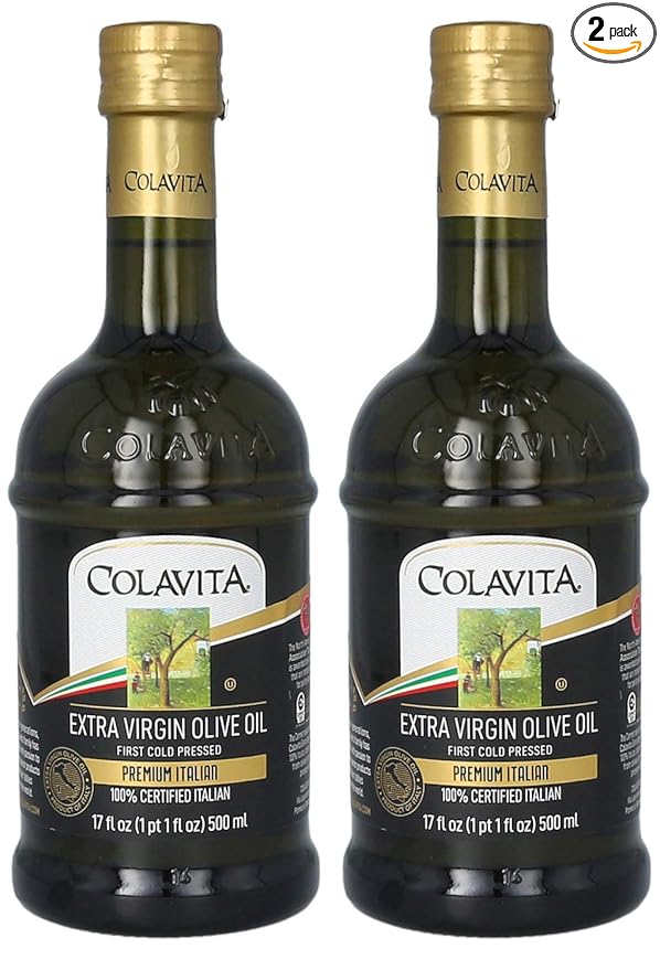 Colavita Premium Italian Extra Virgin Olive Oil 17 oz (Pack of 2) Glass Bottles