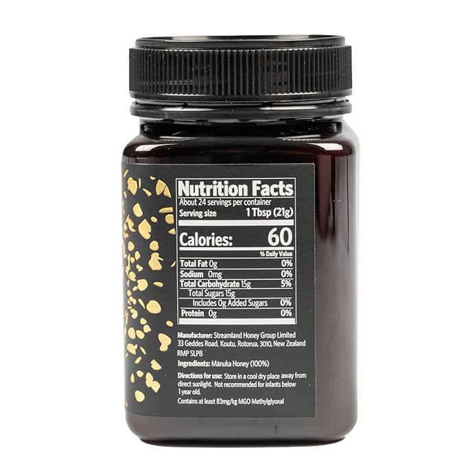 Streamland Manuka Honey Pure New Zealand Honey Certified UMF Natural Sweetener &amp Wellness Support (UMF 5+ MGO 83+ 17.6 oz)