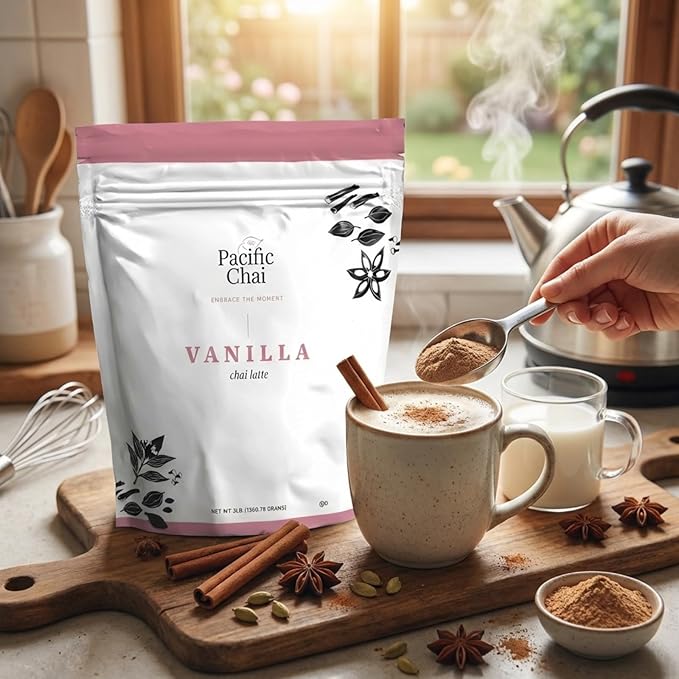 Pacific Chai Vanilla Chai Latte Mix Instant Chai Tea Latte Powder Drink Mix Gluten Free Kosher Spiced Tea Latte 3 LB