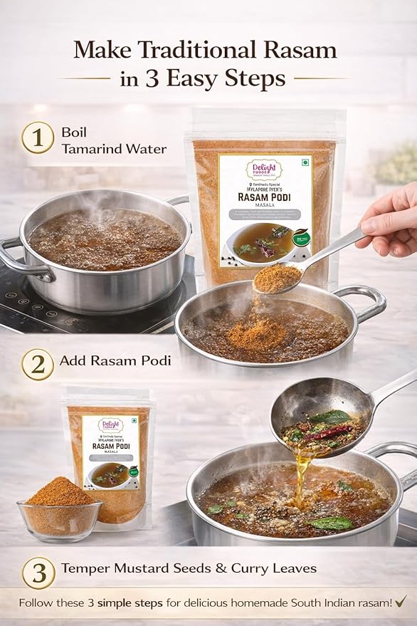 Delight Foods Mylapore Iyer's Rasam Podi 350g - Ready Masalas | Mixed Spices | Tamil Nadu Special | NO PRESERVATIVES