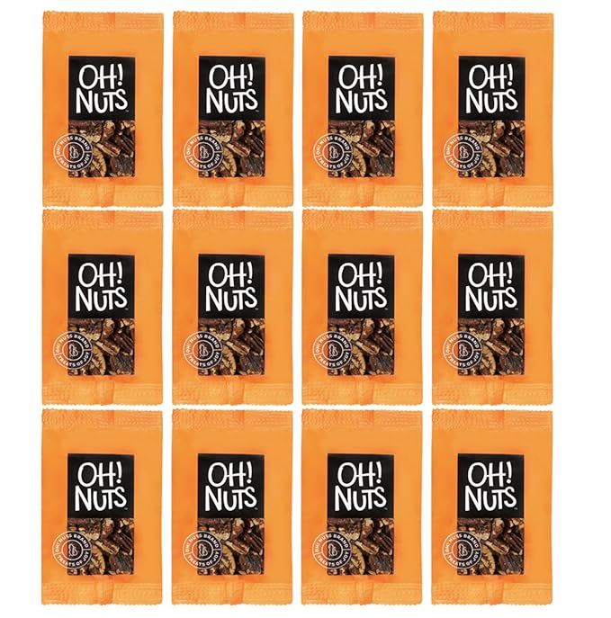 Oh! Nuts Pecans Roasted Salted Individual Nut Snacks for On-the-Go - 12 Convenient Nut Snacks for School - Bulk Nuts Variety - Individual Packs (1.5 oz Each)