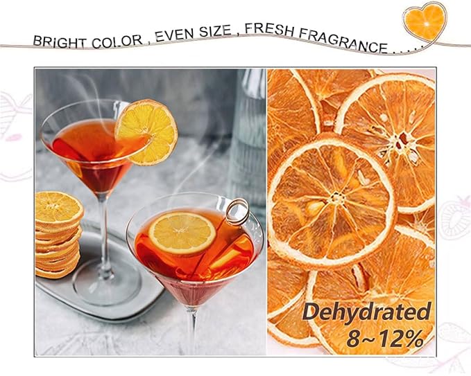 Dehydrated Orange Slices10.58oz / 300g Dried Orange Slices Sugar Free Natural Fruit for Cocktails/Cakes/Crafts/Old Fashioned Citrus Garnish Garland Candied Mandarin Decoration Wheels Bulk