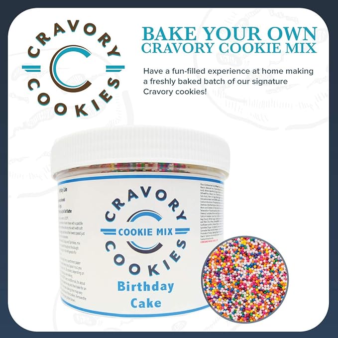 The Cravory: Bake Your Own Cravory Birthday Cake Cookie Mix - 2 Jars - Makes up to 14 (2oz.) Homemade Gourmet Cookies per Jar - Mix Bake and Serve as a Homemade Dessert Snack or Baked Goods