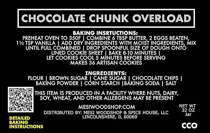Chocolate Chunk Overload Deconstructed Cookie Mix | Baking Mix Makes 36 Artisan Cookies | A Sweet Chocolatey Indulgence In Every Bite