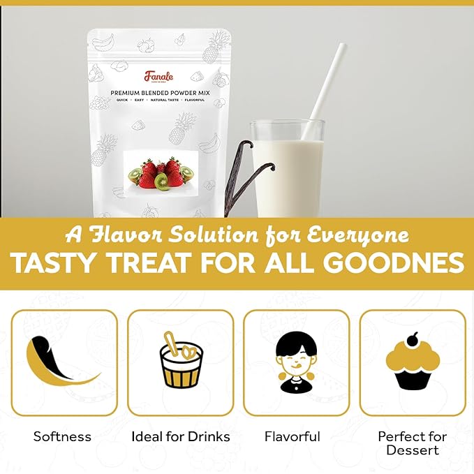 Fanale Premium Condensed Vanilla Bubble Tea Flavoring Powder | Perfect for Baking Smoothies Desserts and Drinks | Instant Flavoring Powder for Boba Milk Tea - 2.2 Pounds (Pack of 1)