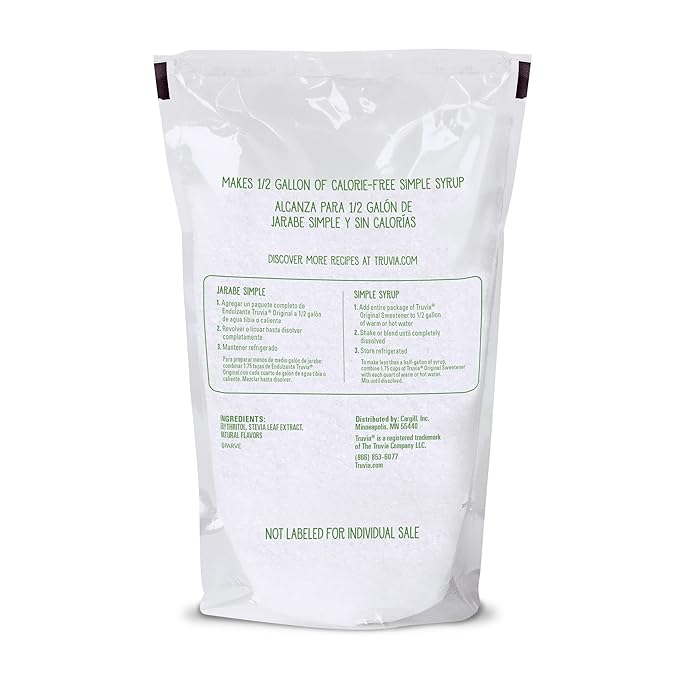 Truvia Calorie Free Stevia Sweetener Ideal For Sugar Free Simple Syrup Tea And Lemonade 6-24 oz Bags Net Wt 144 oz