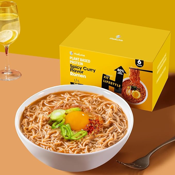 Hethstia Protein Ramen Spicy Curry and Konjac Jelly Apple Flavor – 10 Packs Drinkable Fruit Jelly Squeeze Pouches